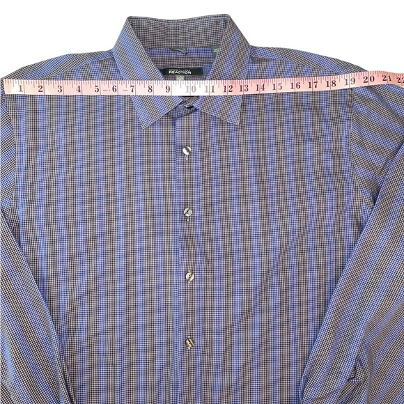 Kenneth Cole Reaction Button Down Dress Shirt Purple Brown Size 17 Regular Fit - Picture 7 of 11